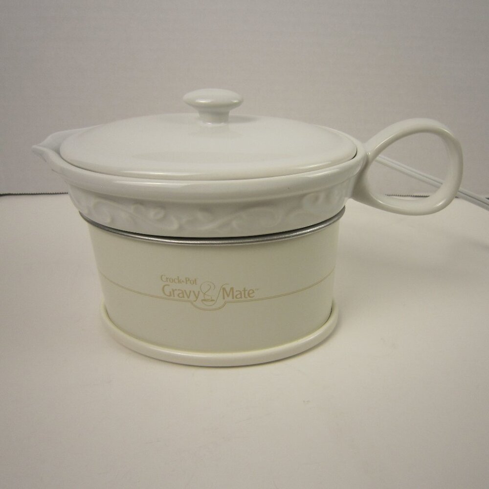 Crock Pot Ceramic Gravy Boat Electric Gravy Warmer 2.25 cup